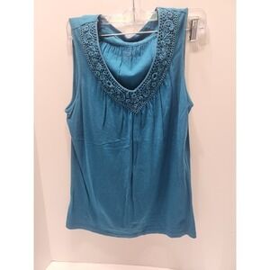 St‎ Johns Bay Top Size Medium Crochted Lace Blue